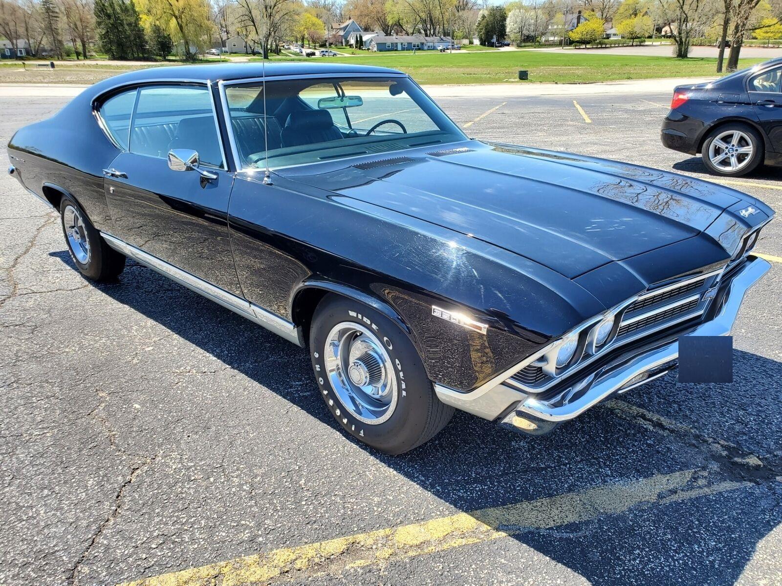 1969 chevrolet chevelle rare 300hp 350 raven black 86382 miles