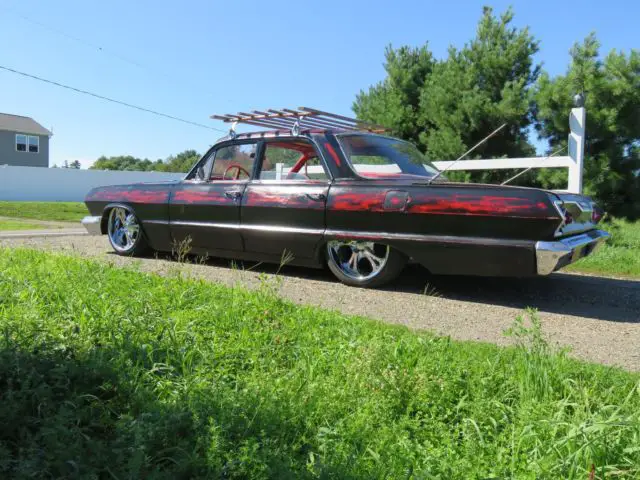 1963 chevy belair. rat rod slammed lowrider bagged air ride hot rod. nice patina