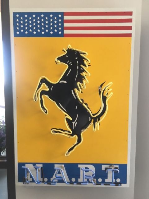 ferrari, rarest of the rare early nart neon sign from facility of luigi chinetti