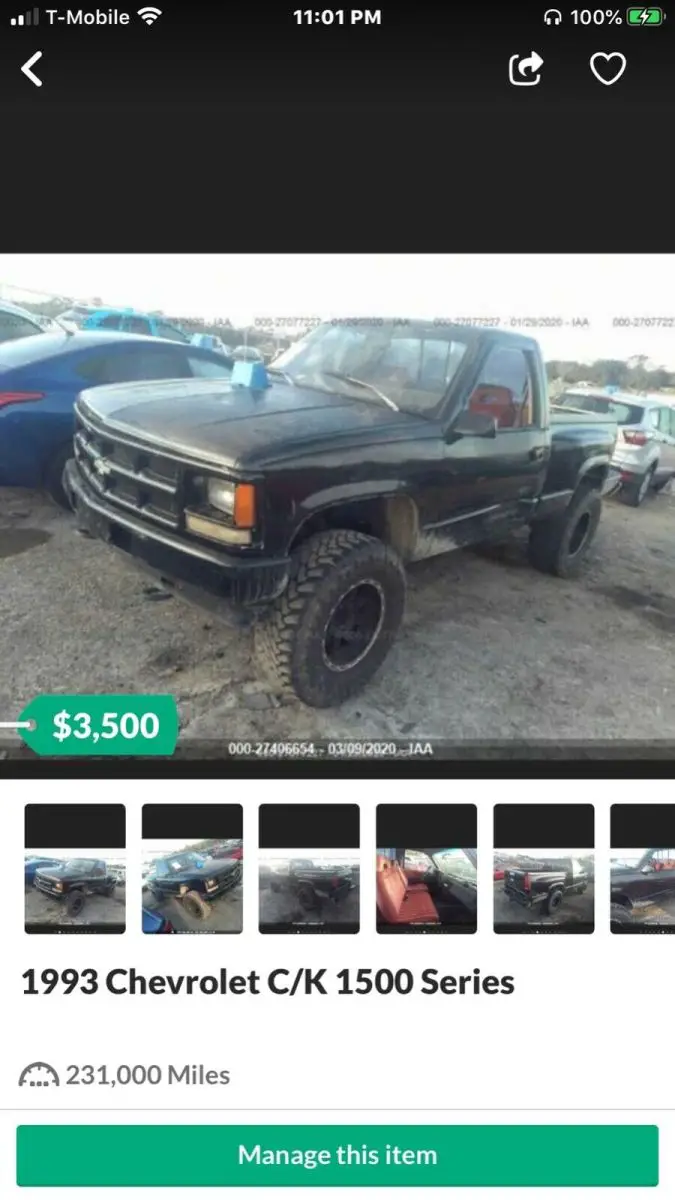 chevy silverado stepside 350 engine4x4run ex salvage title just needs door $2200