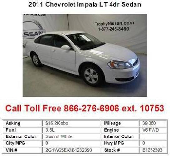 2011 chevrolet impala lt 4dr sedan summit white in dallas, tx