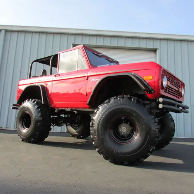 big red 1977 ford bronco monster show truck 351w c6 ps pb 42" tires dana strange