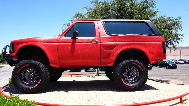 1994 red xlt lifted, custom bumpers, rhino lined, texas