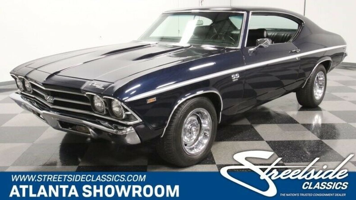 classic vintage chrome ss 396 big block auto transmission blue
