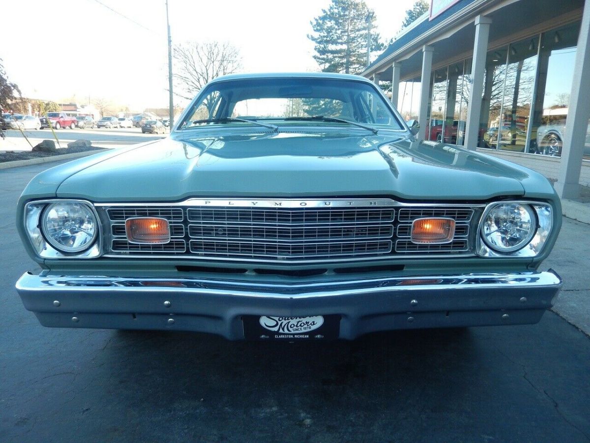 1974 plymouth duster frost green 318 auto a/c
