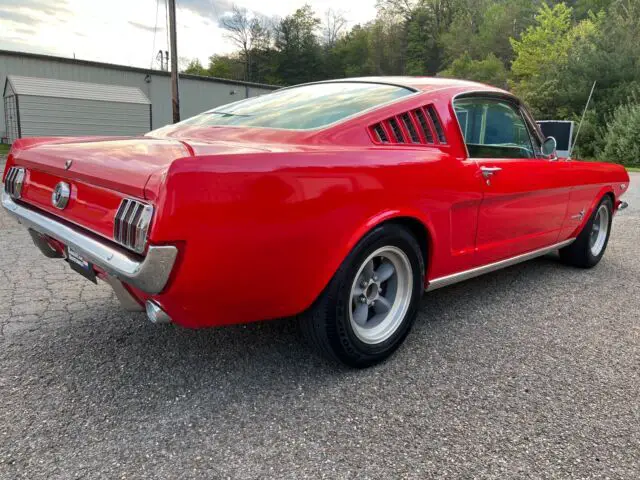 1965 ford mustang hatchback red rwd manual k code