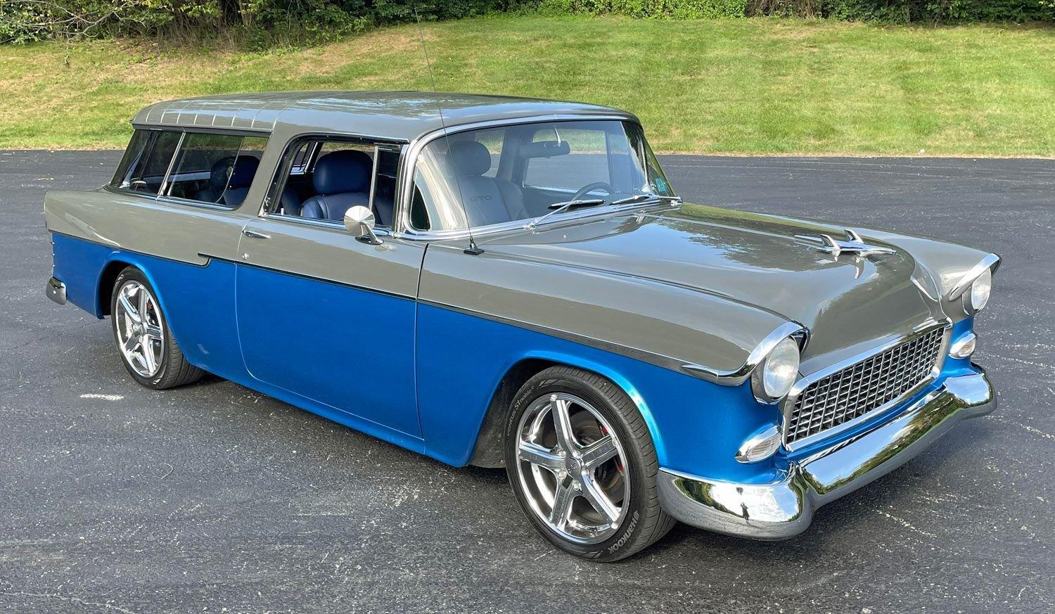 1955 chevrolet nomad gray and blue resto-mod 36000 miles