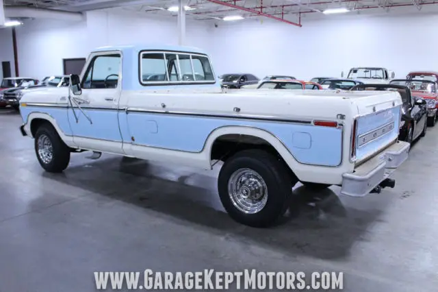 1977 ford f350 ranger blue & white pickup truck 460 v8 110080 miles