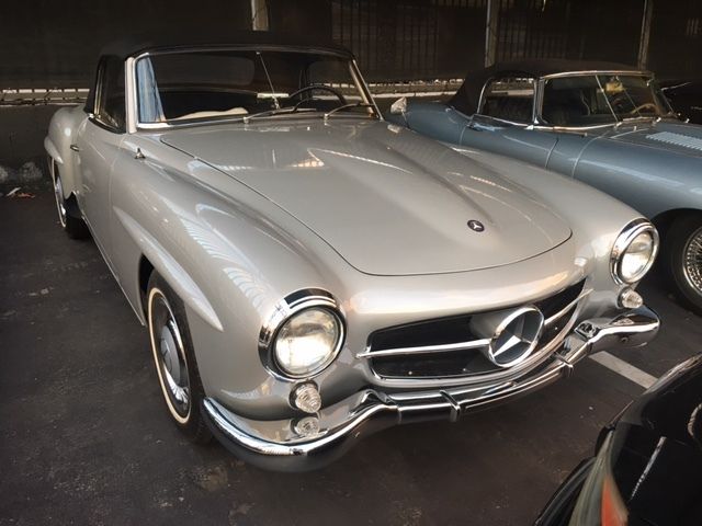 1960 190sl convertible silver w/black leather, black canvas top 4 spd classic