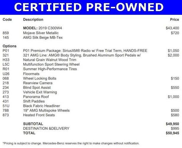 used 2019 mercedes-benz c 300 4matic sedan portland, or 97201 for sale in portland, oregon