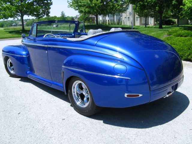 1946 ford super deluxe convertible street rod, electric blue w/many upgrades
