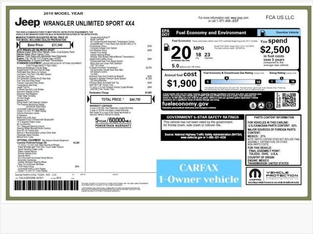 2019 jeep wrangler unlimited sport