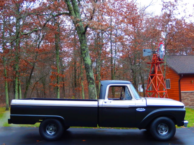 1966 ford f100 custom cab pickup truck dual exhaust black & silver no reserve!!!