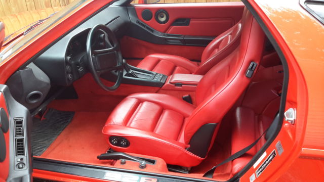 1985 porsche 928s guards red on red leather 41k, showroom, books, window sticker