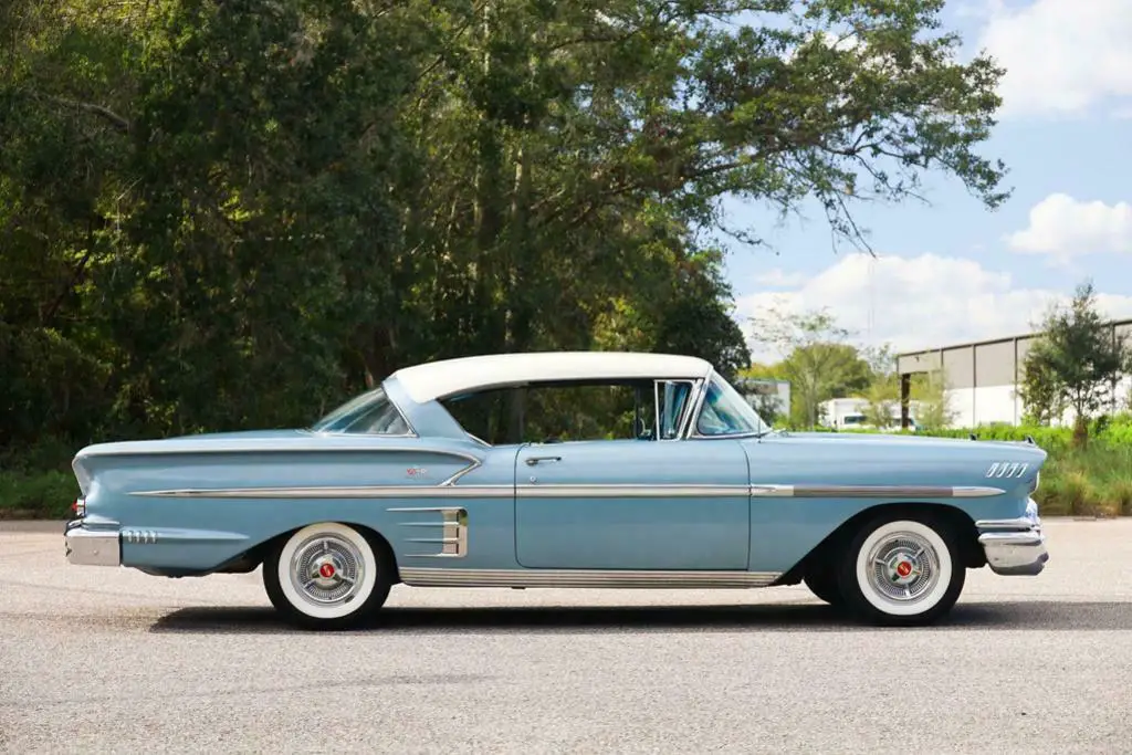 1958 chevrolet impala hardtop coupe silver / blue