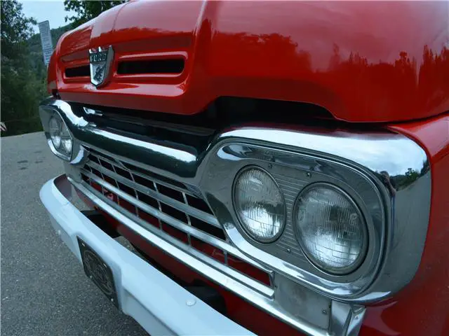 1960 ford f100 custom cab 98,234 miles red and white truck 292 v8 automatic