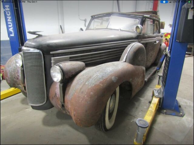 1938 cadillac lasalle convertible black rwd manual 4 door