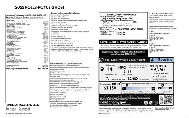 2022 rolls-royce ghost $375k msrp shooting star headliner 2 sets of wheels only 1k miles!