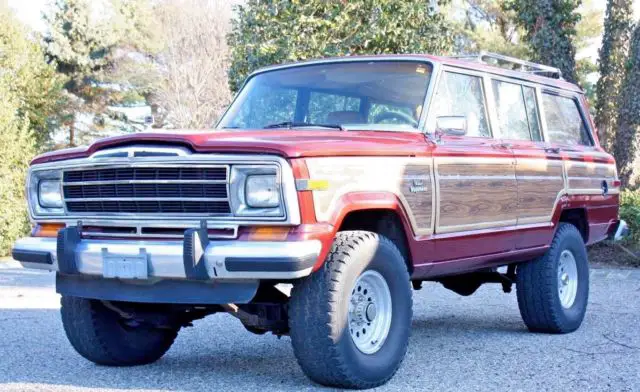 1986 jeep grand wagoneer - garnet metallic / honey lifted beach truck