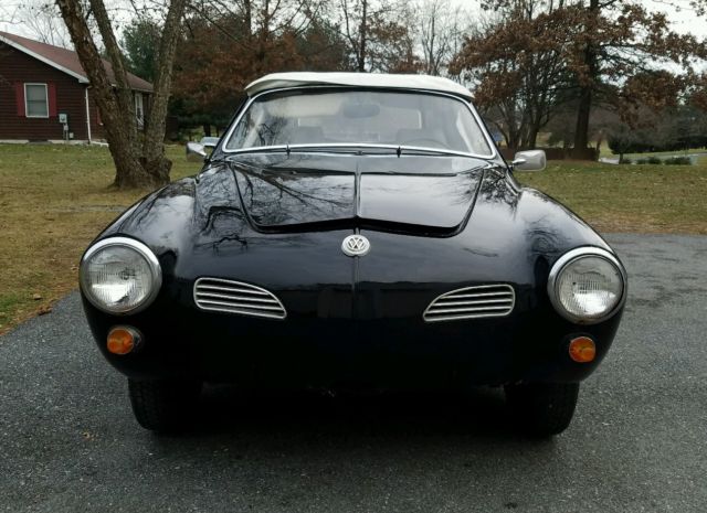 1968 classic vw karmann ghia convertible, black with white interior