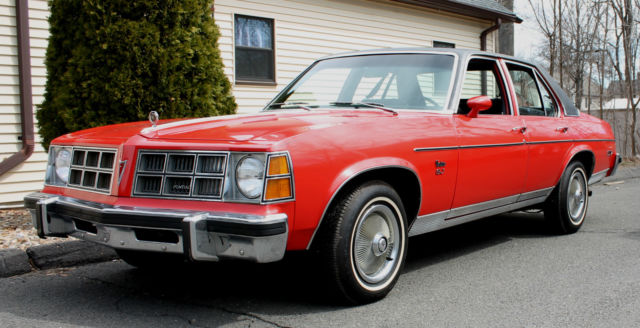 1977 red pontiac ventura sj rust free one owner red w/ black vinyl roof 48k nice