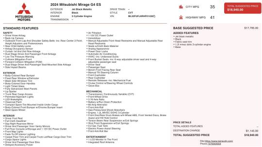 2024 Mitsubishi Mirage