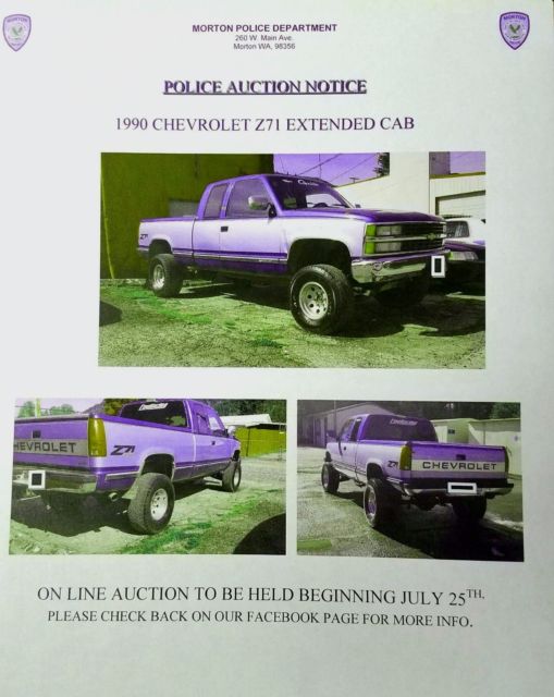 police auction - 1990 chevrolet z71 truck