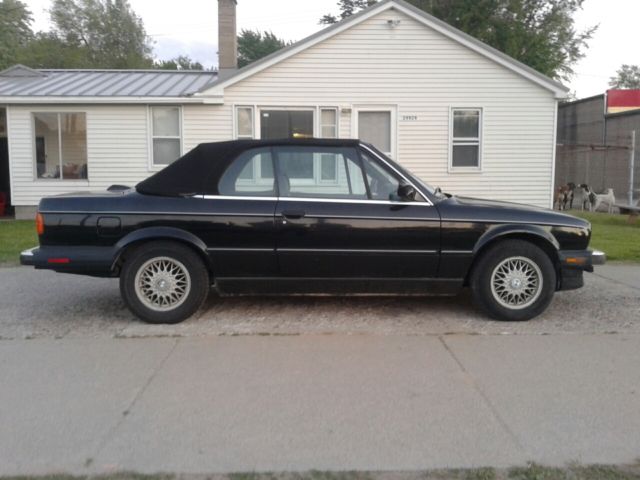 black on black 1987 bmw e30 325i convertible, original, low miles, no rust