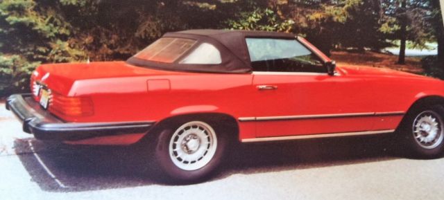 mercedes-benz 380 sl red convertible - 1983 antique, vintage, classic car