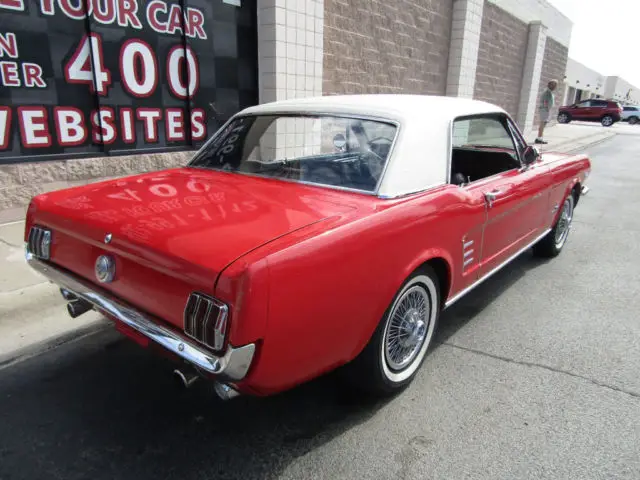 1966 ford mustang coupe 289ci v8 automatic white vinyl top 4 barrel carb low mil