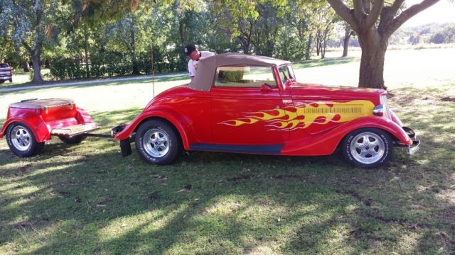 34 ford cabriolet hot rod convertible 350 chevy turbo 350 with matching trailer