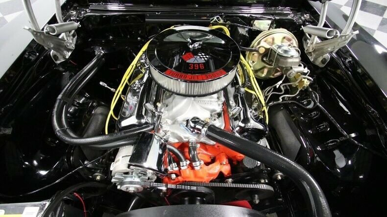 classic vintage chrome chevy ss 396 big block 4-speed manual black