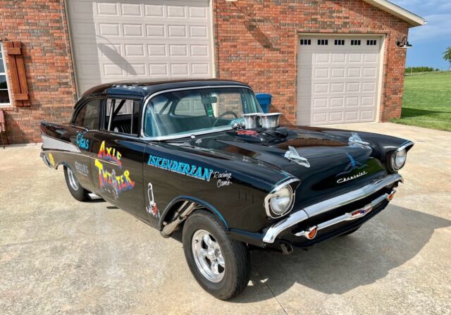 1957 chevrolet 150/210/bel air gasser sedan black rwd manual 210