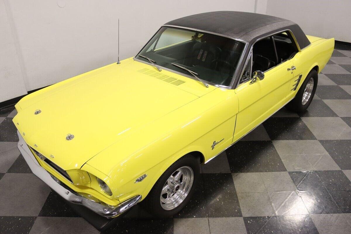 1966 ford mustang pro street bold yellow style contrasting black roof