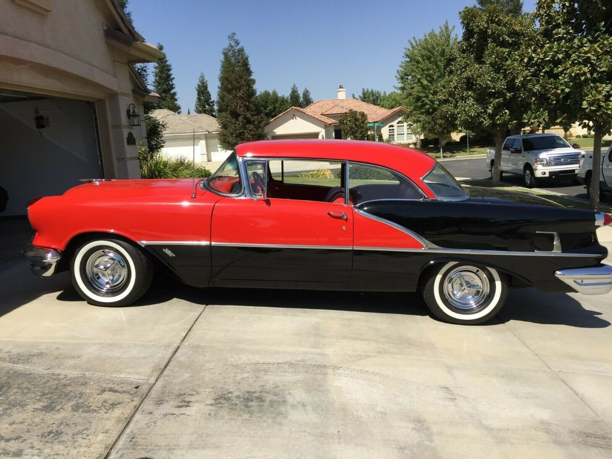 1956 oldsmobile 88 2 door hardtop~red & black~324 cid v8~great condition!