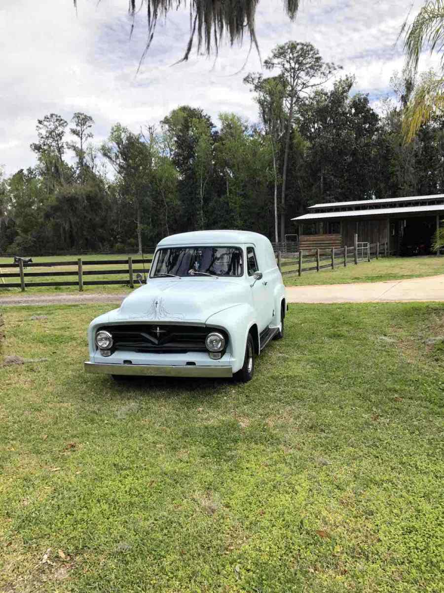1955 ford f100 pickup blue rwd automatic panel truck