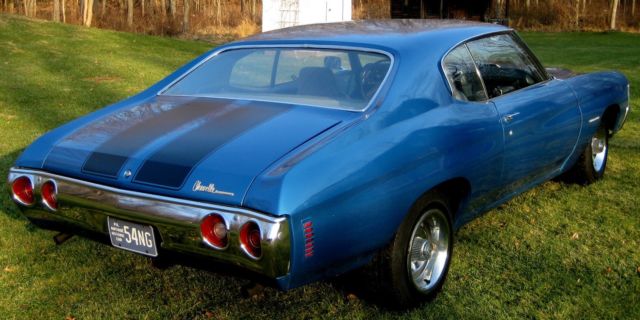 1972 chevelle,blue/blue/factory 307 v-8,auto,ps,rallys,dual exhaust,nice cruiser
