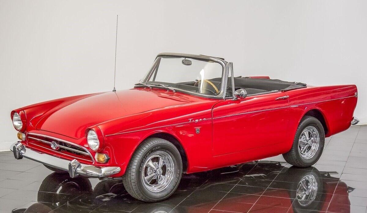1966 sunbeam tiger sports roadster carnival red over textured black vinyl