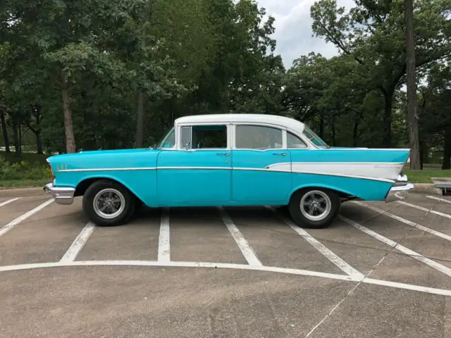 1957 chevrolet turquoise belair 4 door sedan
