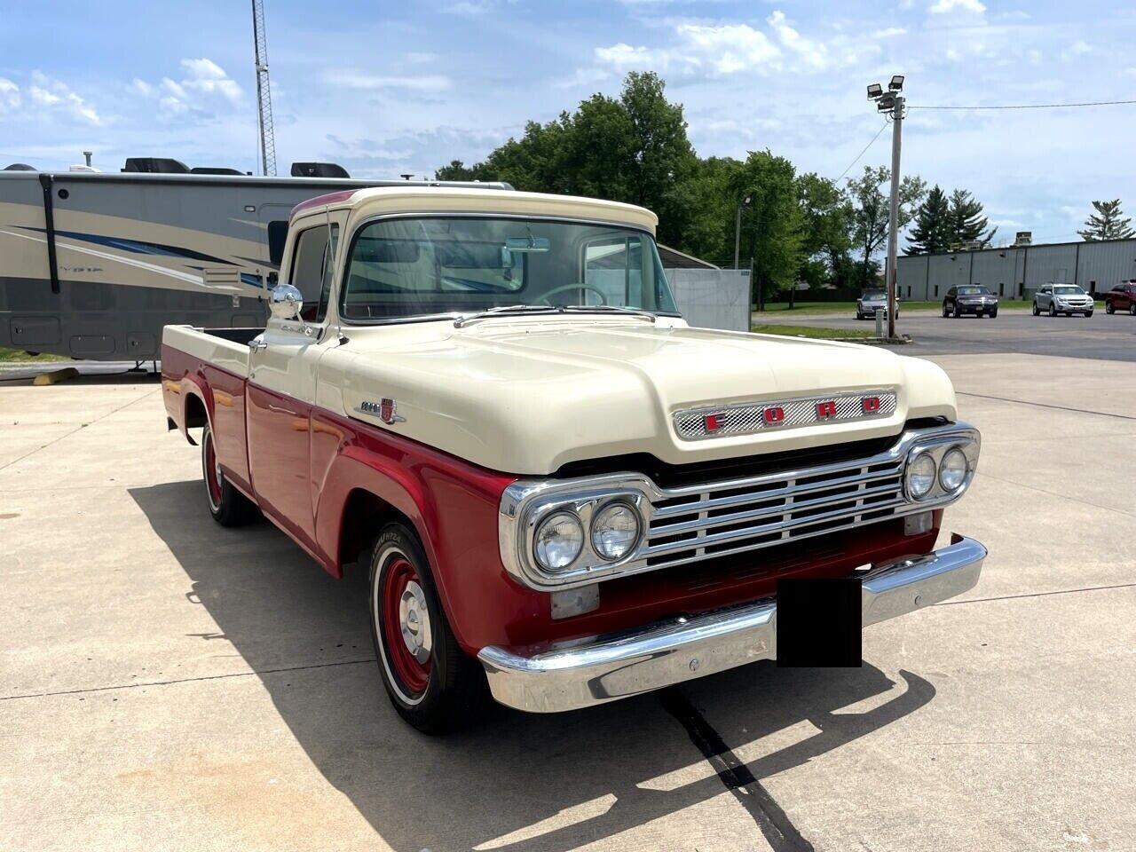 1959 ford f100 5311 miles red truck v8 automatic