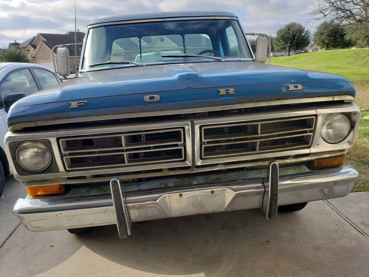 1972 ford f100 pickup blue rwd automatic sport custom