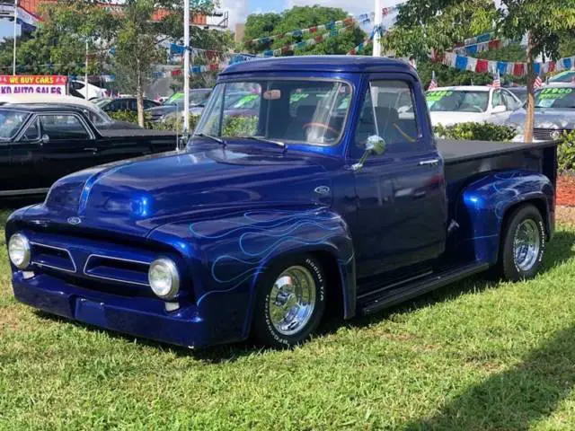 1953 ford f-100 0 blue pickup truck v8 5.8l automatic 3-speed