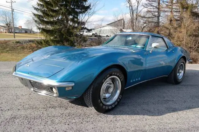 1968 chevrolet corvette 2 top #s matching 327ci/350hp blue/blue manual rwd v8