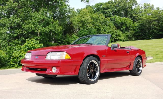 1991 ford mustang gt 5.0 v8 red convertible 302 5.0l h.o. nice '91 fox body