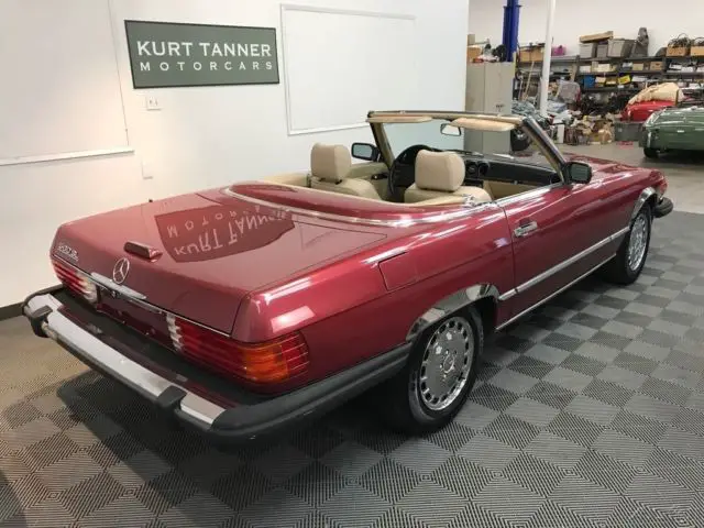 1989 mercedes benz 560sl convertible. garnet red. 76,078 miles. nice condition
