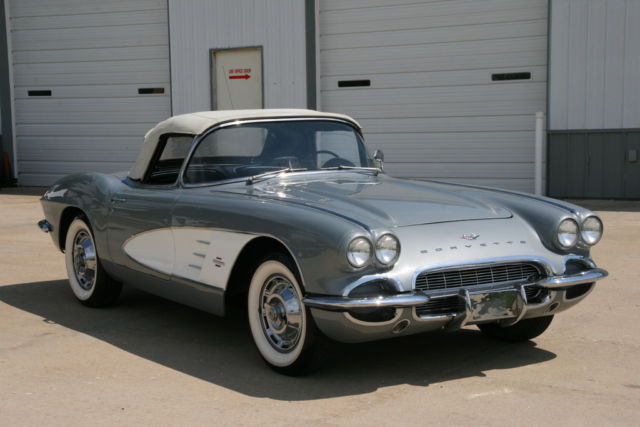 1961 corvette roadster rare sateen silver white cove 4 speed nice paint