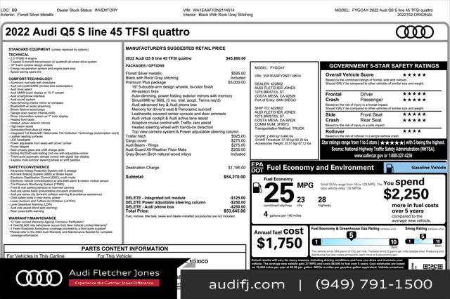 2022 audi q5 45 s line premium plus
