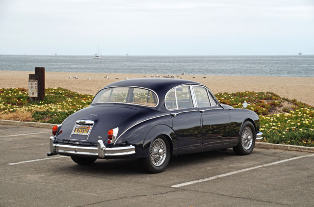 1961 jaguar mk2 3.8l saloon: 4-speed w/ overdrive, indigo/tan, $62k+ restoration