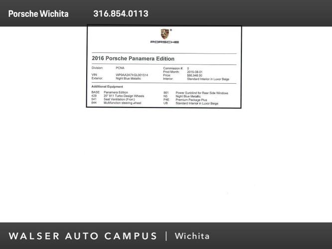 certified 2016 porsche panamera wichita, ks 67206 for sale in wichita, kansas