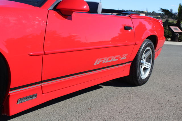 no reserve 1990 iroc-z camaro convertible, bright rally red, original